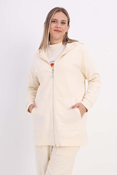 ALLDAY Ζακέτα με φερμουάρ και κουκούλα από πέτρα