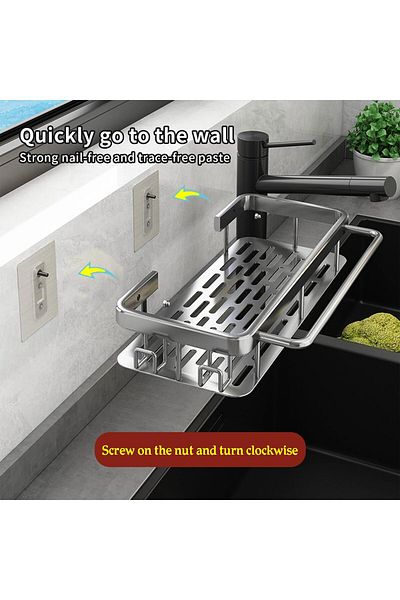 COOYA Sponge Rack for Kitchen Sink, Wall Mounted Self-Adhesive Sponge Rack for Bathroom Kitchen(Grey)