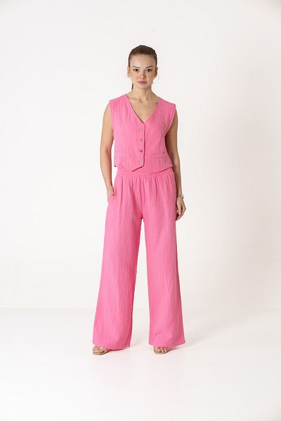VerdeBlanco Cotton Vest and Palazzo Set Missile