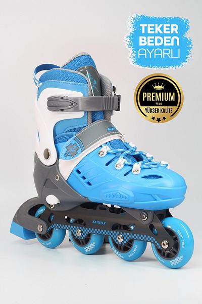 Telvesse Blue 8888 Roller Skates with Bag, Double Row Adjustable Roller Size for Exercise