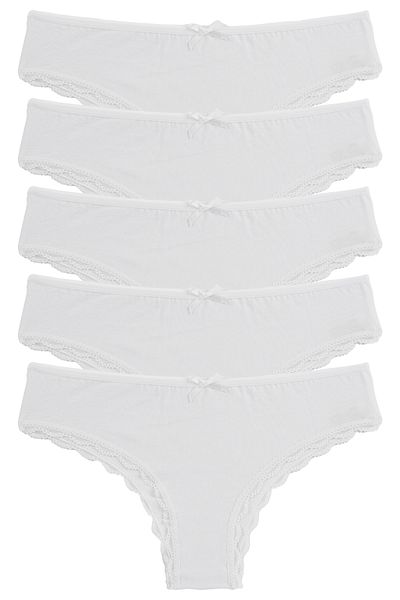 Nicoletta Women's Panties 5 Pack Brazillian White