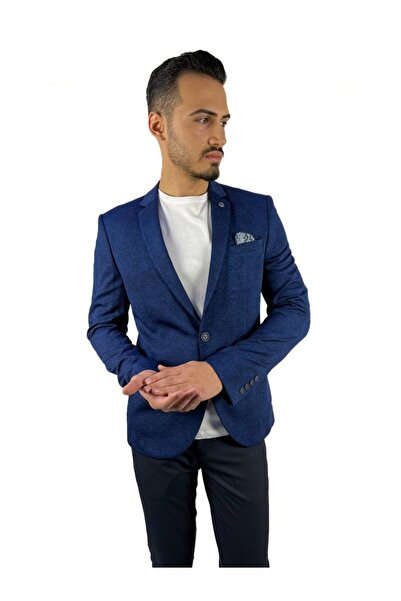 AGUSTİNİ Lacivert Blazer Mono Yaka Slim Fit Yarım Astar Tek Ceket | Agustini