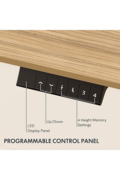 Mahmayi FlexiSpot Modern Standing Desk with Height Adjustable 150x65 cm - Grey Whiteriver Oak and White