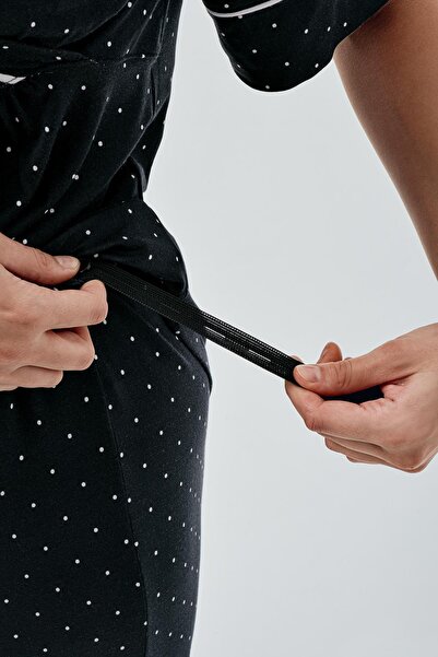 Artış Polka Dot Short Sleeve Lycra Viscose Maternity Pajamas Set 14206