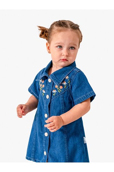 MixMax Bebe Girl's Embroidered Denim Dress