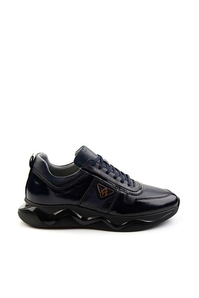 Bambi Navy Blue Leather Men's Sneaker E 01347072114