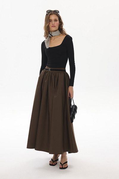 Hooopstore Suede Textured Bitter Brown Thin Belt
