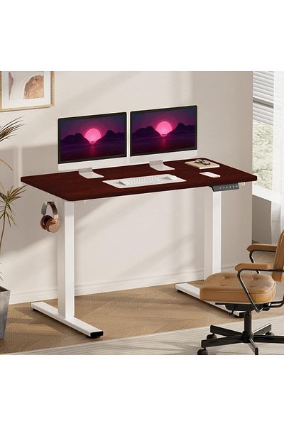 Mahmayi FlexiSpot Electric Standing Desk Ergonomic 141x75 cm Workstation - MIH Mahogany