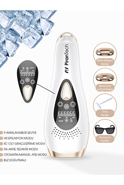 PiranTech Bhrl-10 Lcd Ekranlı 9 Seviyeli Cilt Gençleştirici Buz Lazer Ipl Epilasyon Tüy Alma Aleti