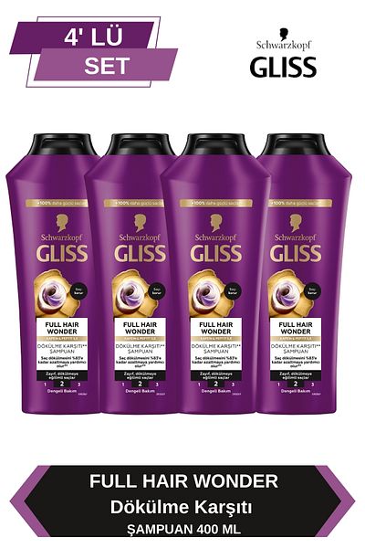 Gliss Full Hair Wonder Anti-Hair Loss Shampoo 400 Mlx4 Pieces
