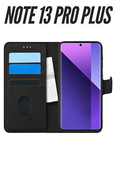 UPEKA Xiaomi Redmi Note 13 Pro Plus 5G Kılıf Kumaş Desenli Cüzdanlı Standlı K...