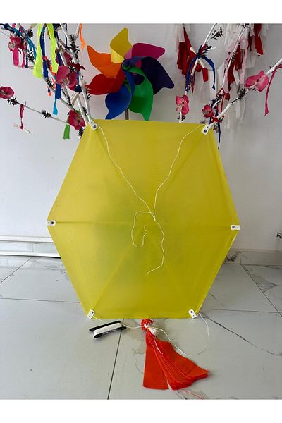 Onur uçurtma her çocuğun bir masalı olmalı Pack of 4 Hexagonal Kites (Yellow-White-Blue-Orange)