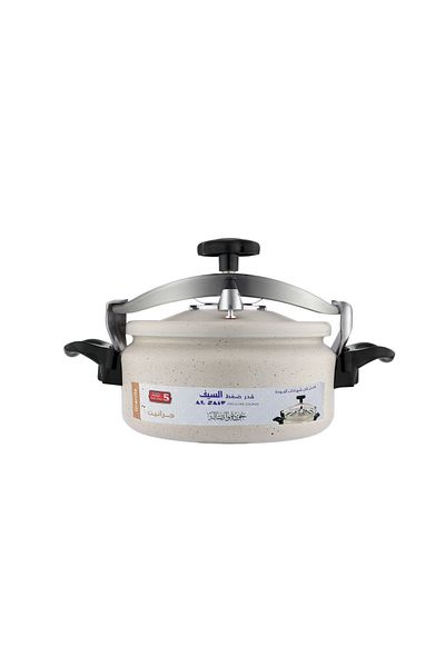ALSAIF Aluminum Granite Pressure Cooker Short Height Size: 17 Liter, Color: Pearl White