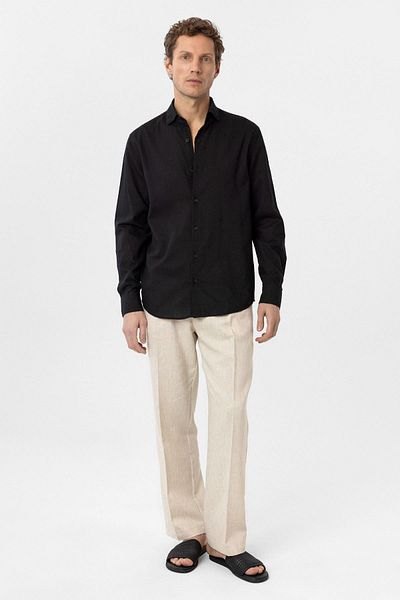 Antioch Black Relax Fit Liyosel Fabric Men's Shirt