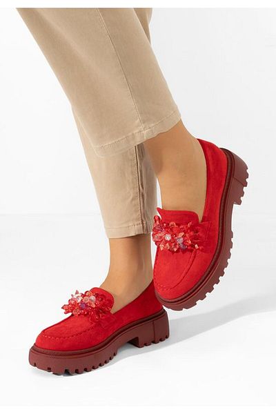 B T Shoes Mocasini cu talpa groasa Amilla rosii