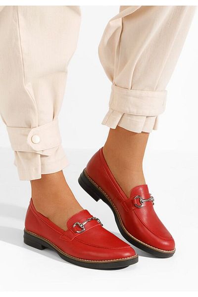 B T Shoes Evadne elegant women's red loafers