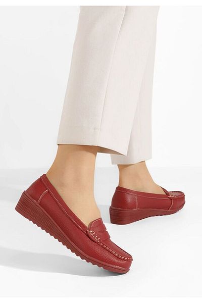 B T Shoes Valmera V3 red genuine leather loafers