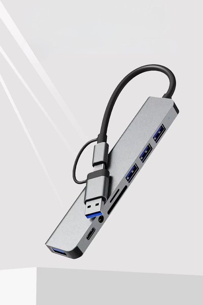 Buffer ® 8 in 1 Usb Çevirici Notebook Macbook Type-C Uyumlu Görüntü Aktarıcı Hub