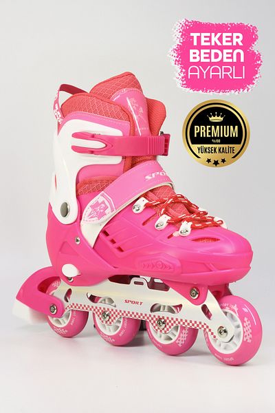 Telvesse Pink 8888 Roller Skates with Bag, Double Row and Wheel Separation Size for Children and Adolescents to Cultivate Habit