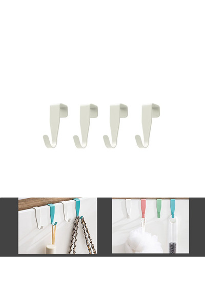 Microcase Sert Plastik Mutfak Dolabı Kapı Duşakabin vb Alanlar için Plastik Askılık Kanca 4lü Set-AL4988