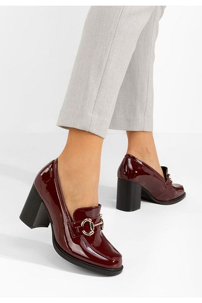 B T Shoes Mocasini cu toc Efora grena