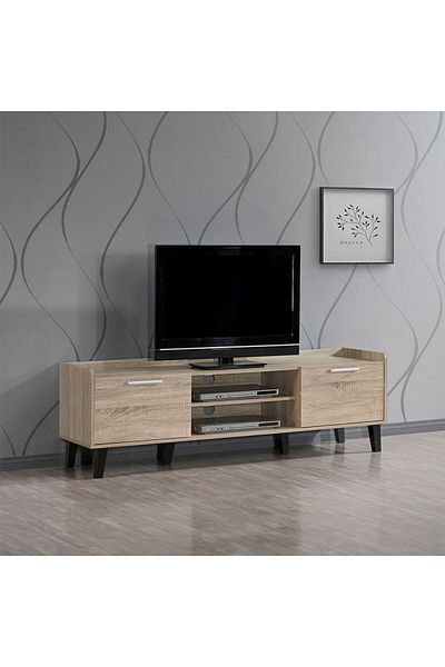 Danube Home وحدة تلفزيون سوبريم ببابين حتى 65 بوصة - خشب بلوط سونوما الفرنسي، الطول: 160 سم × العرض: 41 سم × الارتفاع: 50 سم
