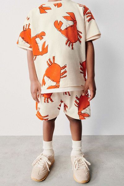 Ladin Store New Season Boys' printed βαμβακερό μπλουζάκι και σορτς δύο τεμαχίων
