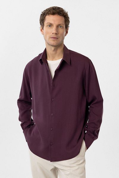 Antioch Claret Red Relax Fit Liyosel Fabric Men's Shirt