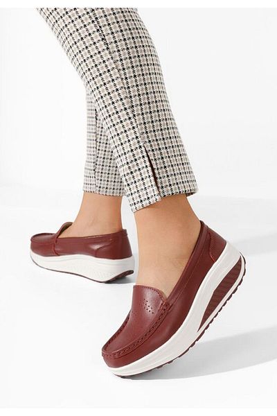 B T Shoes Mocasini piele naturala Yustina grena