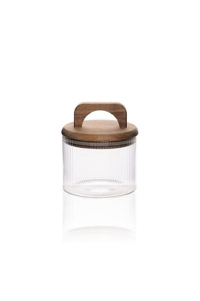 The Mia Set of 3 Glass Jars with Acacia Handles