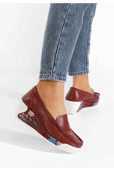 B T Shoes Red Havana genuine leather loafers