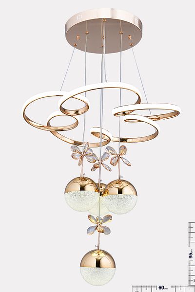 HİRALUCE Zeus 3 Color Gold (Yellow White and Daylight) Crystal Stone Led Chandelier with Remote Control and Dimmer