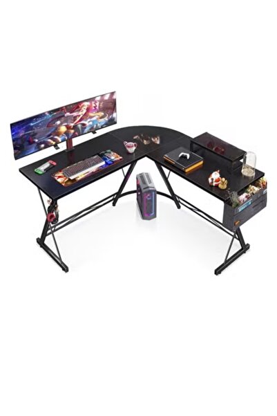 MAAS مكتب كمبيوتر بزاوية بشكل حرف L للدراسة بنمط عصري طاولة قابلة للانعكاس رف كتب وركن مكتب 130X45X75سم