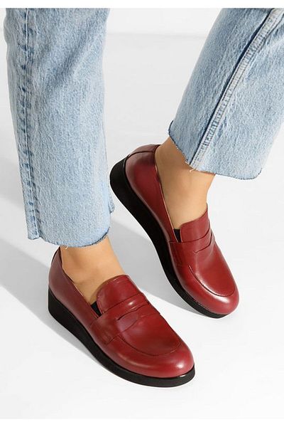 B T Shoes Women's red Gessi platform loafers