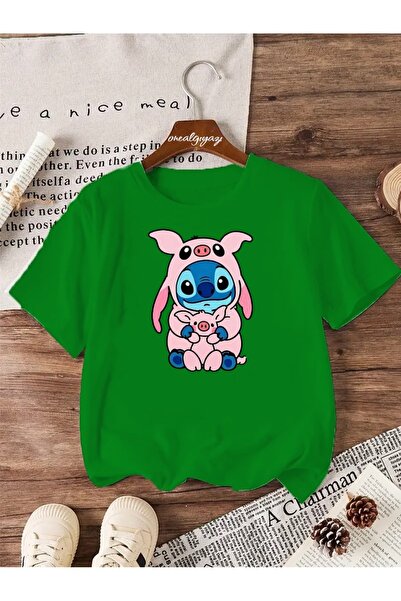 H&GHAMLEGİYİM Tricou supradimensionat pentru copii cu imprimeu Stitch Costume...