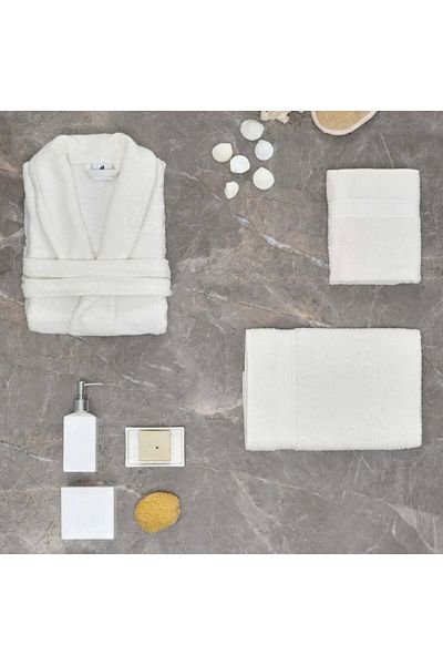 Karaca Daıly Soft Offwhıte Bademantel für Frauen aus 100% Baumwolle S/M