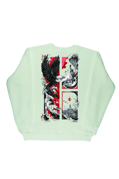 By Caspita Fashion Lenithra The U.S.A. Світло-біла унісекс-футболка з принтом на спині