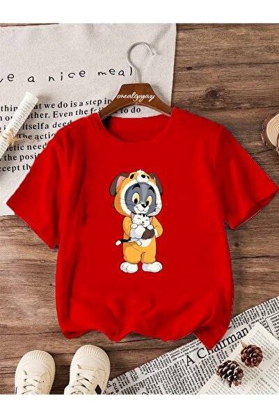 oneagılyazı تي شيرت كبير الحجم للأطفال مطبوع عليه زي توم