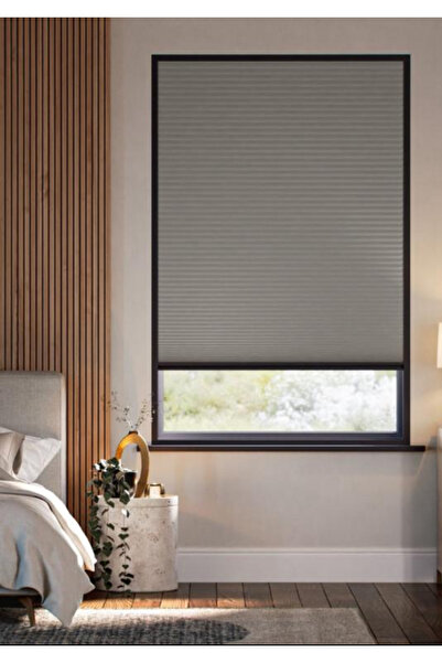 YİTEKS %100 KARARTMA GRİ HONEYCOMB CAM BALKON PLİSE PERDE ( İsteğe bağlı vidalı veya kancalı )