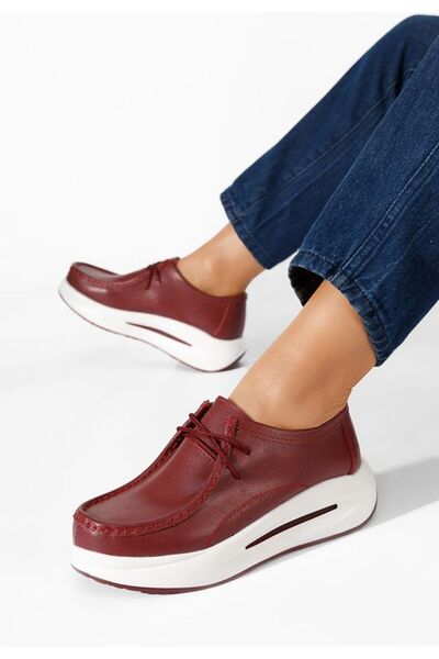 B T Shoes Mocasini dama cu platforma Albeida V2 rosii