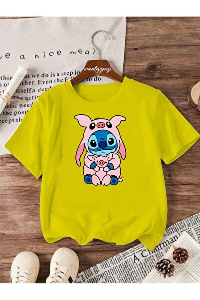 oneagılyazı Šiv za kostim svinje Štampano Dete Oversize kroj T-shirt