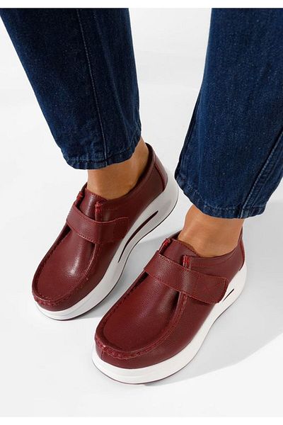 B T Shoes Alseida red thick-soled leather loafers