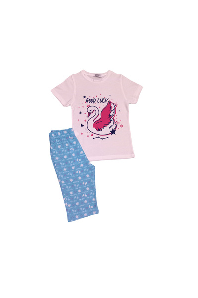 Newteam Set de pijamale pantaloni capri cu mâneci scurte pentru fete