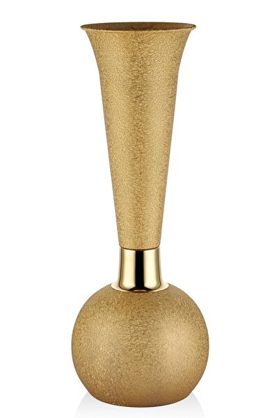 SETABIANCA Seta Textured Dark Uzun Vazo Gold 30*30*83 Cm