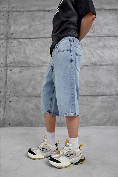 NOMARC Men's Blue Vms Oversize Capri Denim Shorts