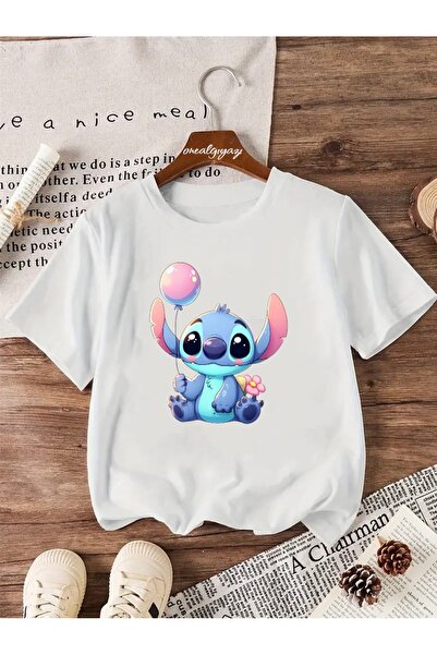 oneagılyazı Tricou supradimensionat pentru copii cu imprimeu Stitch
