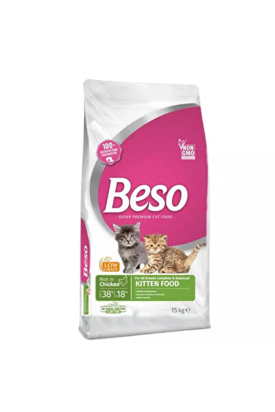 Beso طعام جاف كامل ومتوازن غني بالدجاج للقطط الصغيرة 15 كجم