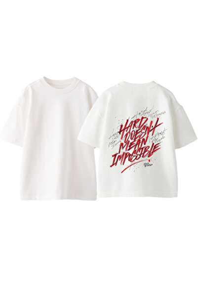 Anetos Tricou Hard Doesnt Design Back cu imprimeu Cotton White supradimensionat