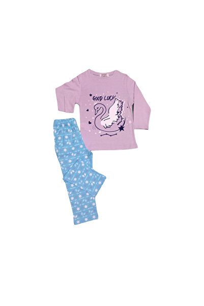 Newteam Set de pijamale pentru fete cu mâneci lungi cu model și pantaloni 4101