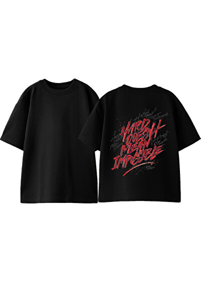 Anetos Tricou Hard Doesnt Design Back cu imprimeu Cotton Black supradimensionat